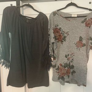 Tunic style 3/4 length shirts. Xl great condition selling as set.